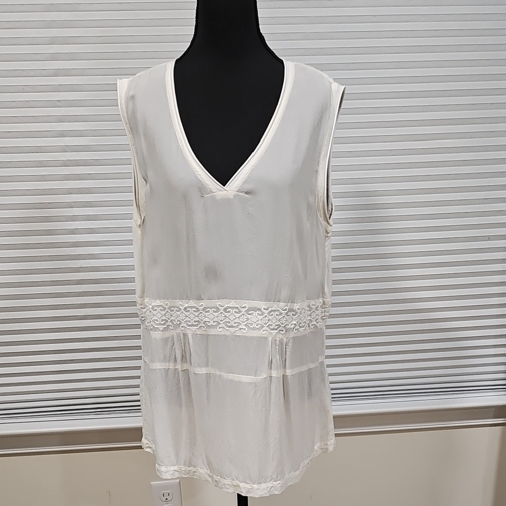 CAbi White Sleeveless Blouse